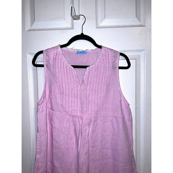J. MCLAUGHLIN 100% Pink Linen MaryAnn A-Line Sleeveless DRESS Pockets Sz M - Picture 5 of 11